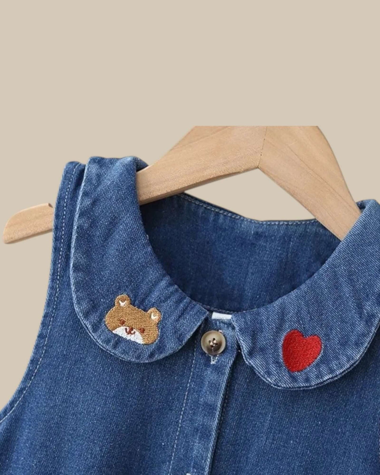 Bear Denim Romper - Les Pas De Bébé