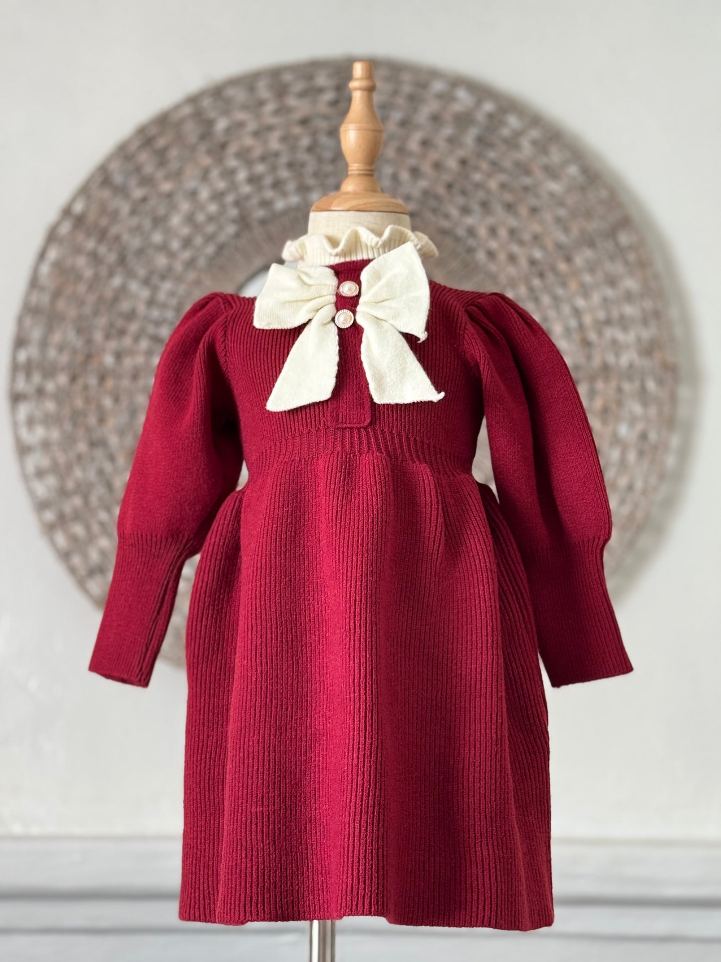 Festive Bow Knitted Dress