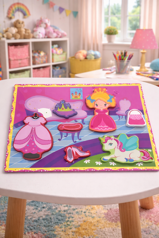 Princess Dress-Up Wooden Puzzle | Montessori Toddler Toy | Imaginative Play Gift