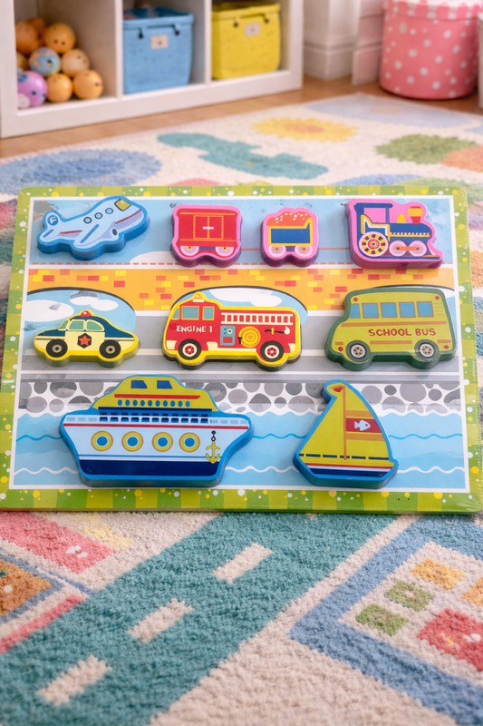 Transportation Wooden Puzzle | Montessori Toddler Learning Toy