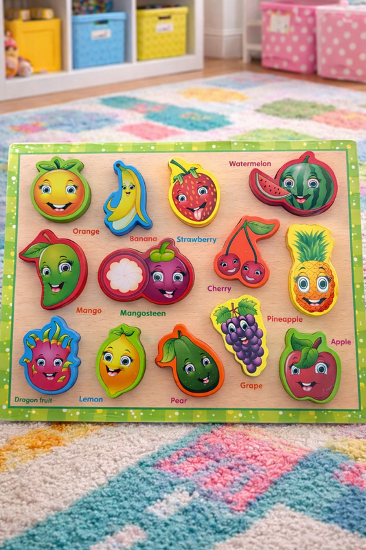 Fruits Wooden Puzzle | Montessori Learning Toy for Toddlers