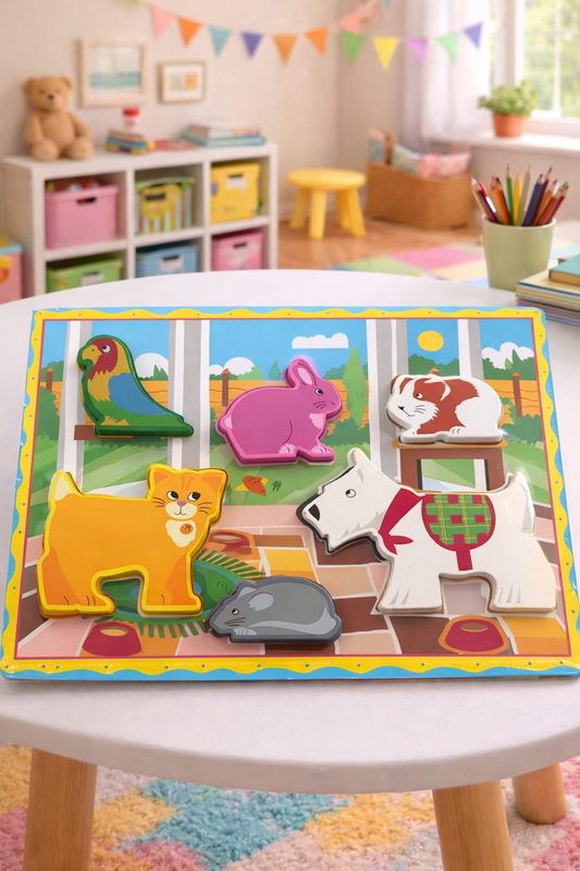 Pets Wooden Puzzle | Montessori Toddler Learning Toy
