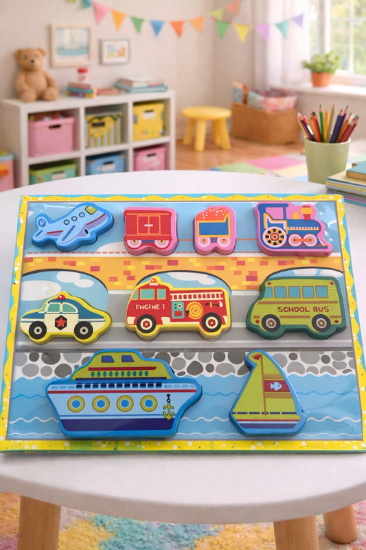 Transportation Wooden Puzzle | Montessori Learning Toy for Toddlers