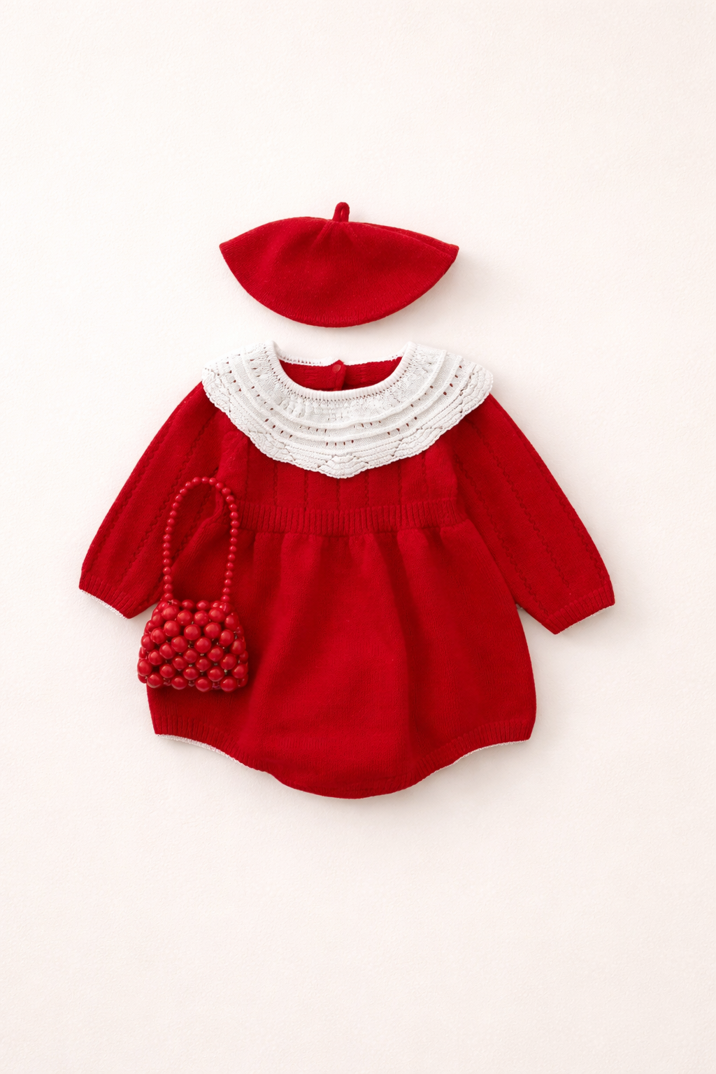 Red knitted Romper