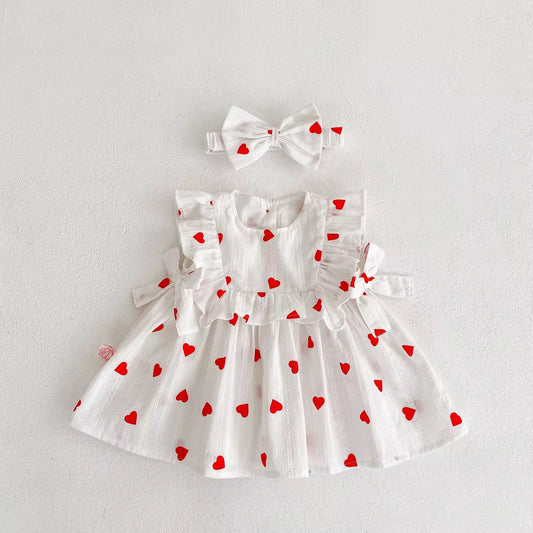 Heart Ruffle Dress - Les Pas De Bébé