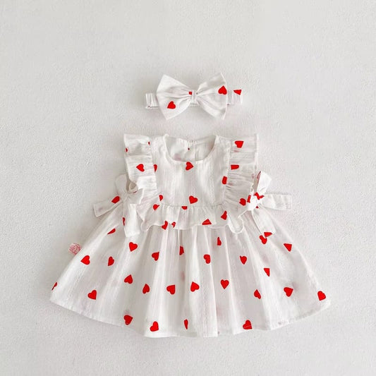 Heart Ruffle Dress - Les Pas De Bébé